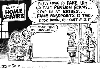 Born Johnathan Shapiro in Cape Town in 1958, Zapiro is South Africa's most read political cartoonist.